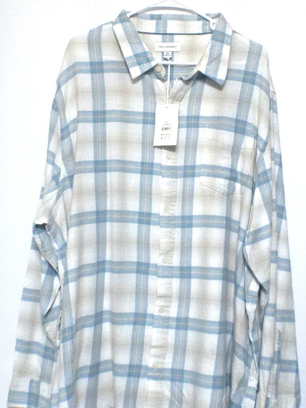 Free Assembly Plaid Button Front Shirt NWT Men's 3XL
